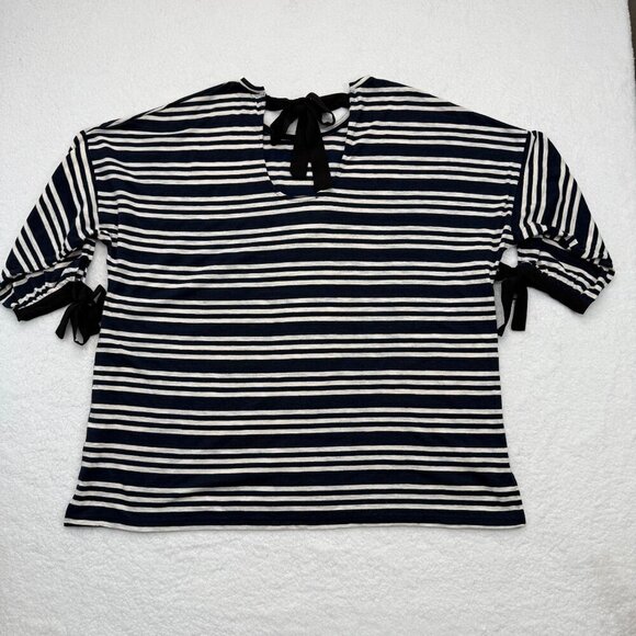 Weekend Suzanne Betro Striped Top Tie Sleeves & Back Nautical Plus Size 3X NWT - Picture 6 of 10